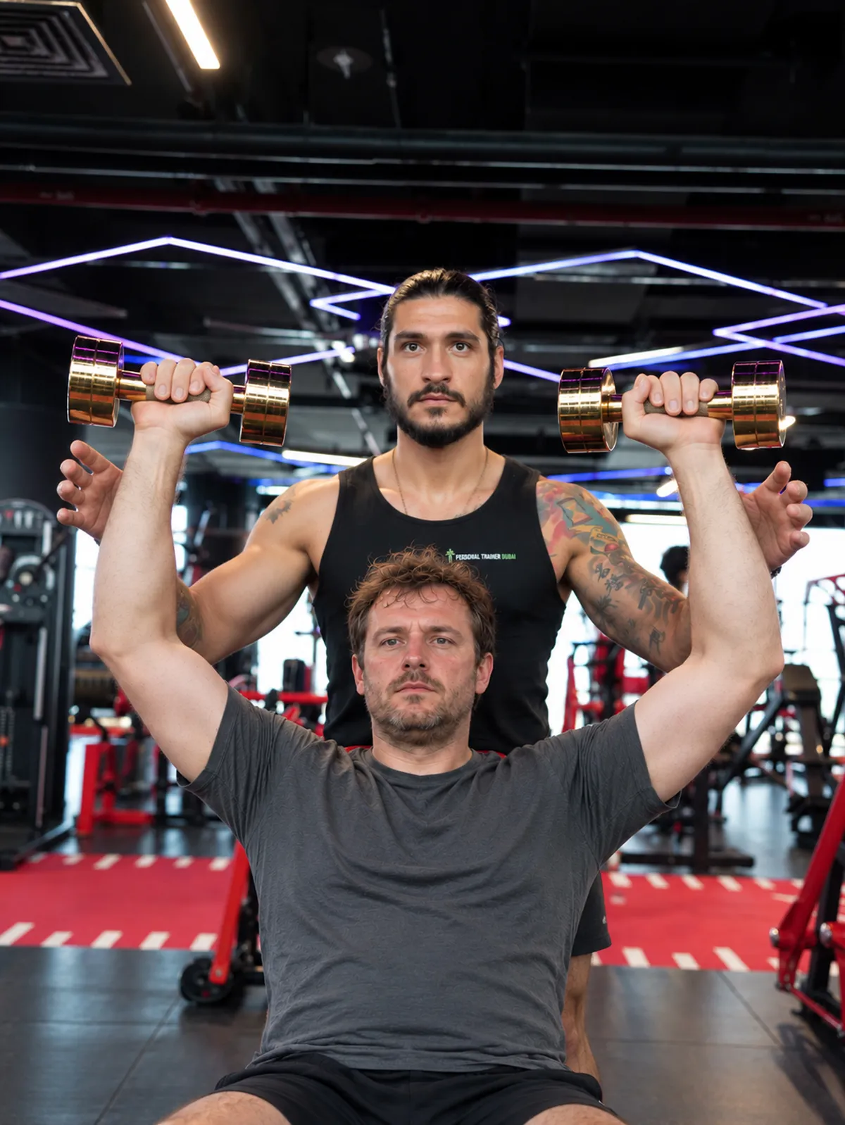 Petar coaching a shoulder press